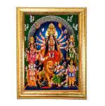 Hawai Goddess Durga Wooden Religious Photo Frame for Worship Use SFDI474GLDFRM 8.5x7 inch