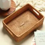 Habere India-All the Cultures Fabricating India Store Brown Rectangular Rattan Wicker Basket, Large