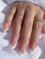 Secret Lives Acrylic Press on Artificial Designer Fake Nails Extension Transparent Golden Glitter Design 24 pcs Set with Manicure Kit