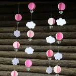 My Party Suppliers Pink 3D Circles, Hearts and Clouds Paper Garland Boys Baby Shower Decoration