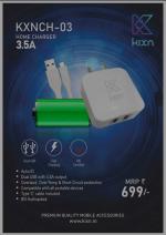 KIXN Dual Charger> 3.5A Fast Charging With Type C Cable Dual Port