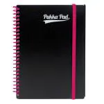 Pukka Pad A5 Size Black Pp Neon Notepad Notebook Diary Ruled, Pink Colour Spiral, 200 Pages, Micro Perforated, 80Gsm Spiral Side Bound, Black Pp Covers, Assorted Coloured Packs, Elastic Closure
