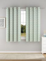 Raymond Home Aqua Geometric 52% Polyester 48% Cotton Window Curtains with Rust Proof Stainless steel Eyelits