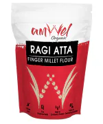 Amwel Organic Ragi Atta | Finger Millet Flour | Nachni, Madua | Gluten Free, High Fiber, Iron, Calcium - Pack of Two [500g x 2 units = 1kg]