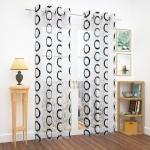 Story@Home Fancy Sparkling Embroidered Black & White Circles Sheer Door Curtain 116 x 215 cm
