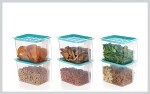 SELOVIA Stylish 1000 ML Fridge Storage Containers with Handle Plastic Storage Container for Kitchen With Lid Transparent Containers (Set Of 6) (SEA GREEN)