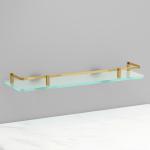 Plantex Premium Frosted Glass Shelf for Bathroom/Kitchen/Living Room with Brass Railings and Brackets - Bathroom Accessories (Brass Antique - 18x6 - Pack of 1)