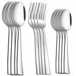 BHANSAZ 12 Pieces Cutlery Stainless Steel Round Shape Classic Spoon and Fork Set (4 Dinner Spoon, 4 Fork, 4 Baby Spoon)