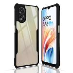 ZORZO Oppo A38 4G, Oppo A18 Cover | Camera Protection Shockproof Bumper-Edge | Acrylic Crystal Clear 360 Degree Protection TPU+PC | Transparent Eagle Back Case Cover (Black)