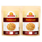Ghotaram Traditional Style Bhakarwadi Gujrati Mini Bhakarwadi | Authentic Button Bhakarwadi | Mouth-watering Crunchy, Light and Flavourful Tea Chai Party Snack Namkeen Savoury Snack-150g*2Pack