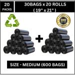 AAYAR Heavy Duty Garbage Bags | Extra Strong Trash Bags for Home, Office, Kitchen | Leak-Proof, Tear-Resistant, Easy Tie Handles (Medium (20))