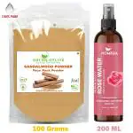 Homeda Pure Organic Rose Water Spray (200ml) and Sandalwood Powder for Face Pack (100g), Skin (Gulab Jal Face Toner & Chandan Powder, Sandal & Glow Mist Spray, Sandlewood)