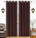 Shine Creations Brown Polyester Plain Semi Transparent Window Curtain 122 cm x 152 cm - Pack Of 2New