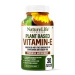 Naturelife Nutrition Plant Based Vitamin E Oil Capsules Health Supplement 30 Capsules