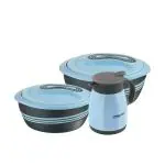 Pinnacle Blue Solid Stainless Steel, Plastic Casserole Set - 2 Litres