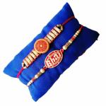 House And Crafts - Gold Metal Rudraksha Name Rakhi Roli Chawal Card Joda Big For Men And Boys (Pack Of 2)