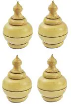 Real Craft Yellow Wood Kumkum Shringar Box Sindoor Dibbi (Pack Of 4)