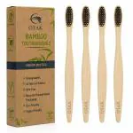 Bamboo Toothbrush with Ultra Soft Bristles - Antibacterial And Biodegradable Bamboo Handle Natural Wooden Eco Friendly Toothbrush for Adults Kids Set of 4