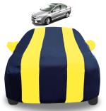 Mockhe Car Cover Compatible with Honda City I-Dtec with Mirror Pockets, Triple Stitched, Water Resistant Car Body Cover, Navy, Yellow