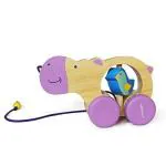 Shumee Multicolor Wooden Hippo Pull Along Toy With Attached String (1 Yr Plus)