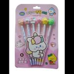 VK Traders Cute Cartoon Character Theme Design Pencils for School Kids in Pink Color (Pack of 6 Pencils)