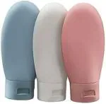BREAZBELL Travel Makeup Empty Silicone Bottle - 3 Pcs Set of Travel Toiletries Bottles 60 Ml Refillable Leakproof Empty Squeeze Bottles Container for Shampoo Conditioner Lotion Dispenser Bottle