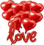 Toyxe Multicolor Aluminium Cursive Love Foil Balloon, Heart Shape Foil Balloons