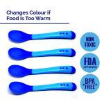 The Little Lookers Silicone Tip Heat Sensitive Silicone Spoons | Temperature Sensing Spoons | Spoon Set - Pack of 4 (Blue)