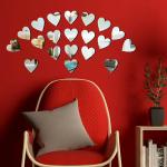 Look Decor Silver Heart Silver 3D Acrylic Mirror Wall Sticker (Pack Of 20)