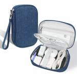 Handcuffs Electronic Organizer Storage Bag Waterproof Accessories Carry Case for USB Data Cable Earphone Wire & Power Bank (Blue)