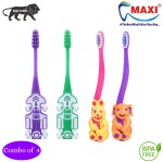 MAXI Oral Care Combo of 4-(2 Kids) Zoom Car Junior Toothbrush & (2 Kids) Bingo Junior Toothbrush