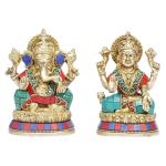 ARTVARKO Religious Brass Laxmi Ganesh Idol Sitting on Lotus Laksmi Ganesha - 5 inch