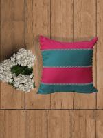 ZEBA World Cushion Cover - Decorative | Sofa, Bedroom, Couch | Polyester Printed Chevron with Pompoms - Multi - 20x20 inch (51x51 cms) (Pack of 1)