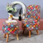 Shadowkart Pouffes Sitting Stool For Living Room, Mudda Puffy Wooden Ottoman Stools, Pouffe Footstool, Pouf For Office Home Decoration & Dressing Table Sofa Chair, Combo 18x18x32 Inch, Jaipuri