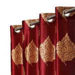 Ultica Fab 8Ft Long Crush Curtain Drapes for Door | Printed Panels for Home and Office | Polyester Curtains for Living Room Kitchen Hall, Pack of 3, 4 x 8 Feet Maroon
