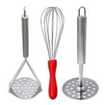 DreamBasket Stainless Steel Egg Whisk & (Pack of 2) Potato Masher for Kitchen