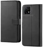 AmericHome Vivo Y31s 5G, V2054A Black Artificial Leather, Rubber, Cloth Grip Case Flip Cover