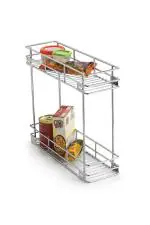 LeAves Stainless Steel 2 Layer Shelf Trolley For Modular Kitchen Pullout
