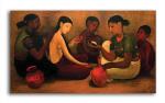 Tamatina Multicolor Amrita Sher Gil Unframed Brides Toilet Art Canvas Painting - 15X9 Inch