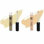 KINDED Yellow Tone and Cream Cushion Creamy Matte Waterproof Contour Liquid Concealer, 6 ml - Pack of 2