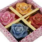 SITARA CRAFTS Rose Candles 19 x 19 x 4.3 cm (Pack Of 4)