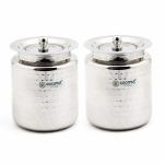 Coconut Stainless Steel Hammered Ghee Pot 400 ml (Set of 2)
