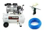 Elephant 1 HP Oil Free & Noiseless Air Compressor 30 Litre 100% Copper Winding with 60 ml Air Brush AC60, PU Pipe and Fittings (AC30DC-AC60)