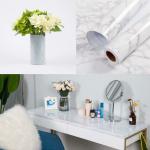 SOJITRA EXPORT 200 cm Marble Glossy Vinyl PVC Self Adhesive Film Contact Paper Decorative Waterproof Removable White Marble Granite for Kitchen/Countertop/Cabinet/Wardrobe (Pack of 1, 60*200cm) Self Adhesive Sticker (Pack of 1)