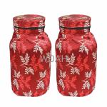 Woah Cotton DustProof And Dustproof LPG Gas Cylinder Cover| Top Design Stain| Dust| DustProof PVC LPG Gas Cylinder Cover, Polyester Gas Tank Cover Fits Standard (Pack of 2, Red Leaf)