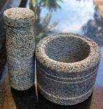 ZENRISE Stone Mortar and Pestle Set Traditional Kitchen Tools, Ginger Garlic Paste maker - 4 inches