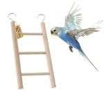 Western Era 3 Stairs Fun Wooden Ladder Toy For Training With Hooks For Bird 18.5Cm