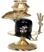 NAVYAKSH- riddhi enterprises SHIVLING WITH LOTA Home Pooja (Brass) Decorative Showpiece - 8 cm (Brass, Gold, Black)