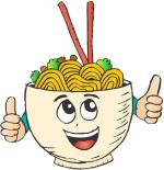 Lanstick Vinyl Multicolor Spicy Noodles With Challenging Bowl Image Self Adhesive Wall Sticker 24 inch