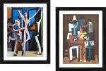 DECOR ADVENTURES Three Dancers and Three Musicians by Pablo Picasso Wall Painting 16 x 21 inch (Pack of 2)